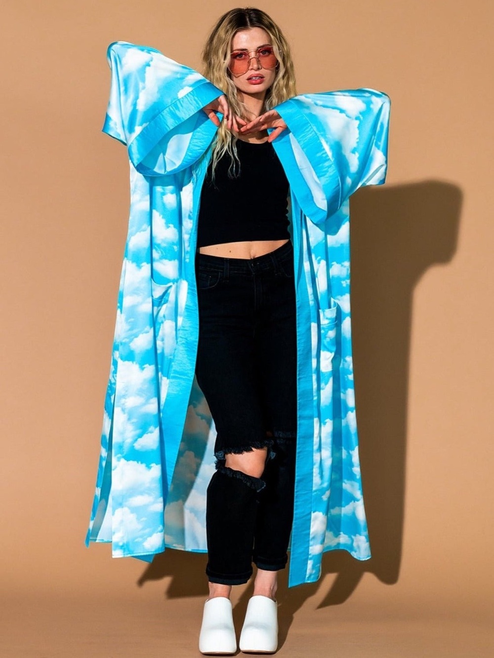 Dressed in LALA Good Karma Kimono in Cloud Nine - L/XL